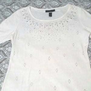Karen Scott Embellished Scoop-neck Cotton Top